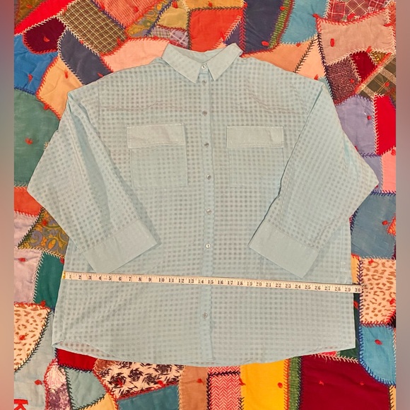 New - ASOS DESIGN - oversized shirt with wide cuff in light blue gingham - Picture 5 of 6